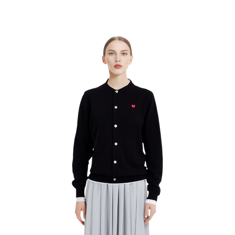 (Women) Comme Des Garçons CDG Play  Black Cardigan Sweater with Red Heart Logo. AZ-N079-051-1 圖 3