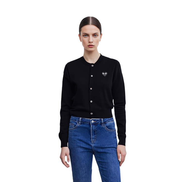 (Women) Comme Des Garçons CDG Play  Black Heart Print Knit Cardigan Sweater Black. AZ-N023-051-1 圖 3