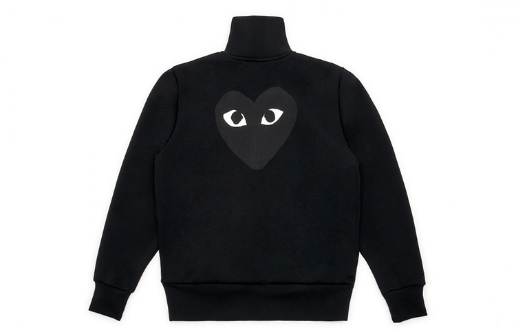 (Women) Comme Des Garçons CDG Play  Black Long Sleeve Zip Jacket with Back Heart Design AZ-T255-051-1