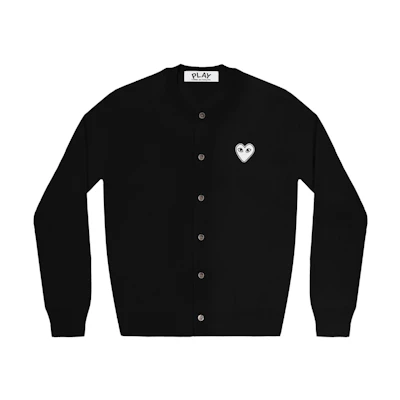 (Women) Comme Des Garçons CDG Play Black Wool Knit Cardigan Sweater Long Sleeve. AZ-N061-051-1