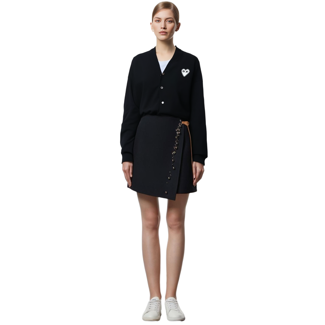 (Women) Comme Des Garçons CDG Play  Black Wool Knit Cardigan Sweater Long Sleeve. AZ-N061-051-1 圖 3