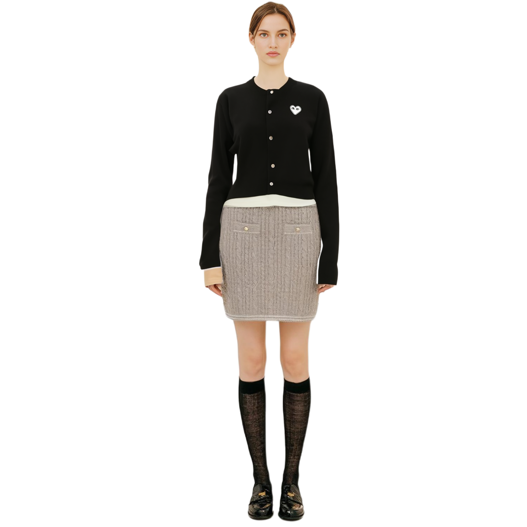 (Women) Comme Des Garçons CDG Play  Black Wool Knit Cardigan Sweater Long Sleeve. AZ-N061-051-1 圖 4