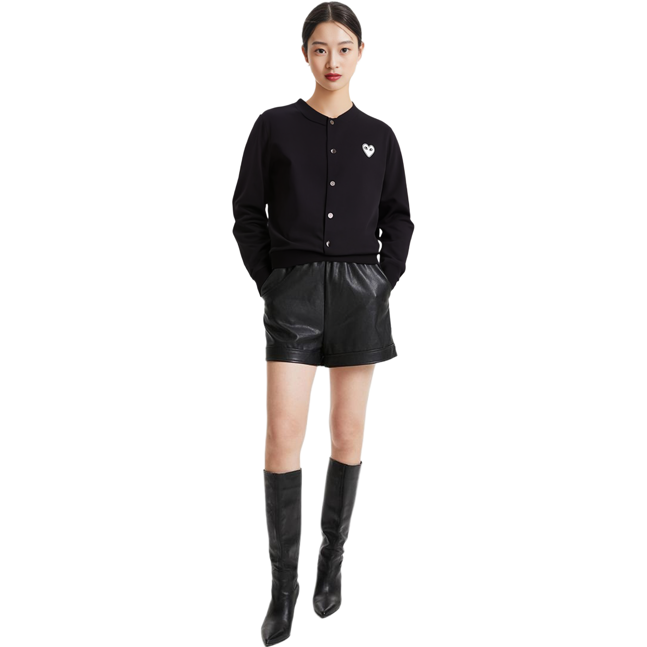 (Women) Comme Des Garçons CDG Play  Black Wool Knit Cardigan Sweater Long Sleeve. AZ-N061-051-1 圖 5
