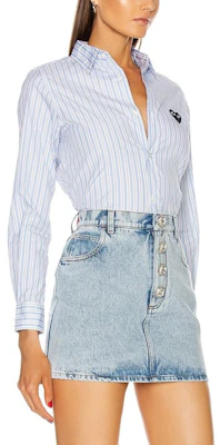 (W) Comme Des Garçons CDG Play 藍色條紋愛心刺繡長袖襯衫 AZ-B009-051-1 Details for (W) Comme Des Garçons CDG Play 藍色條紋愛心刺繡長袖襯衫 AZ-B009-051-1