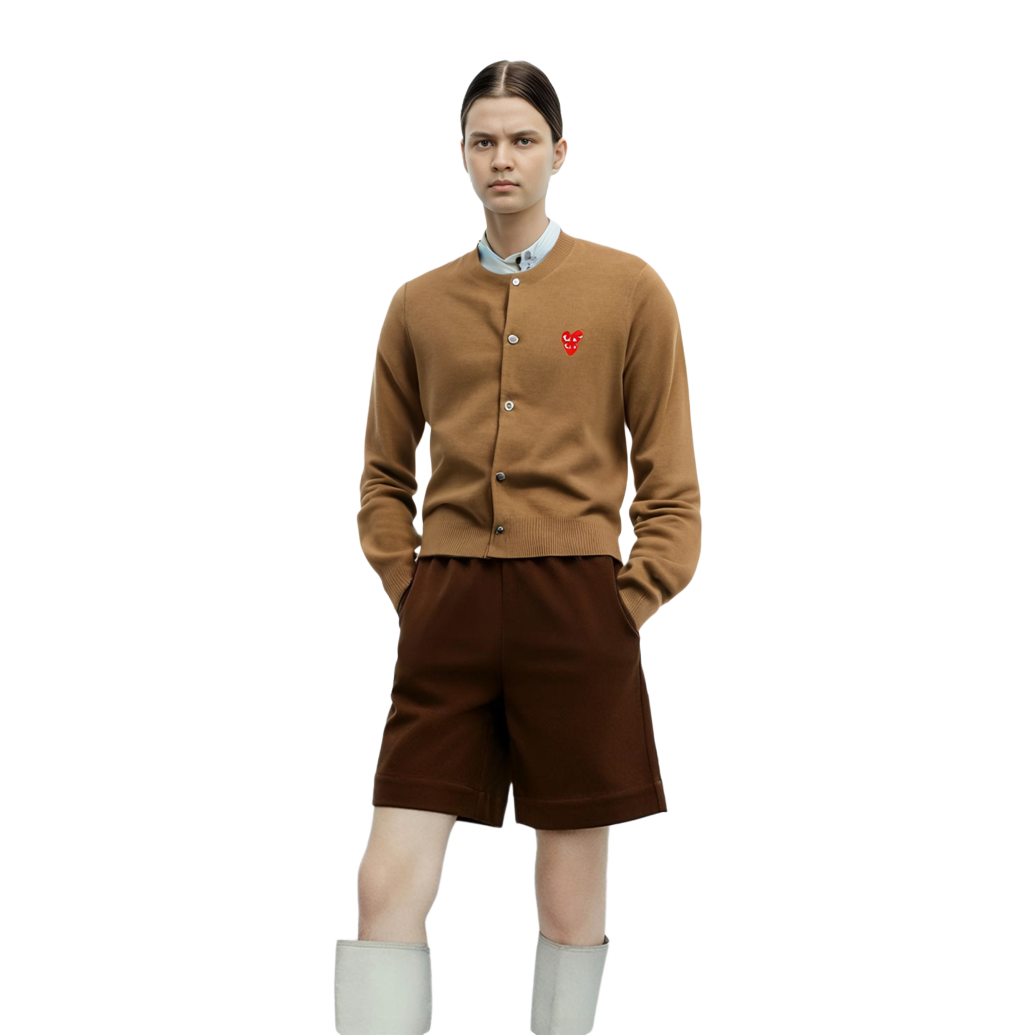 Details for (W) Comme Des Garçons CDG Play 雙心刺繡長袖棕色毛衣 AZ-N075-051-3