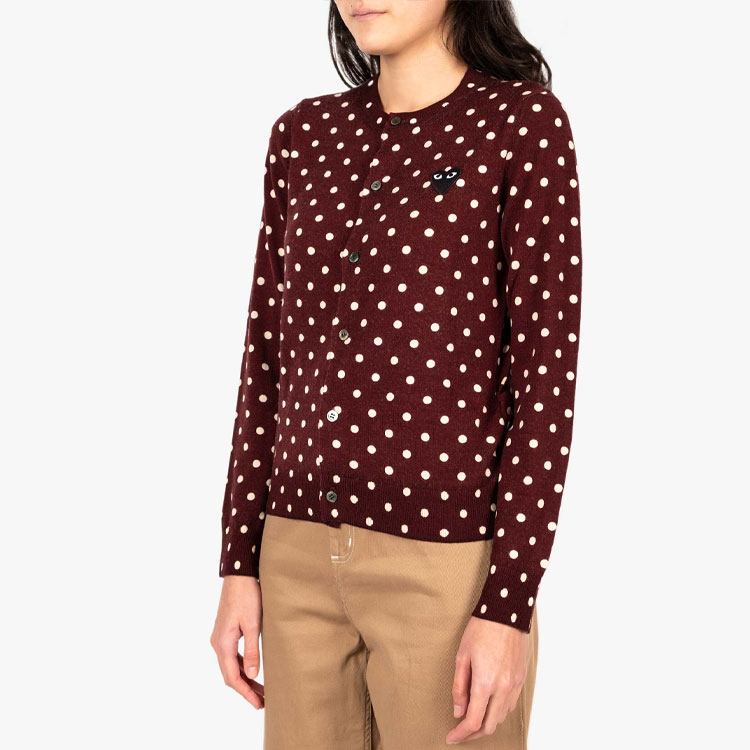 (Women) Comme Des Garçons CDG Play  Brown Wool Sweater with Black Heart Polka Dot Logo. AZ-N037-051-3 圖 5