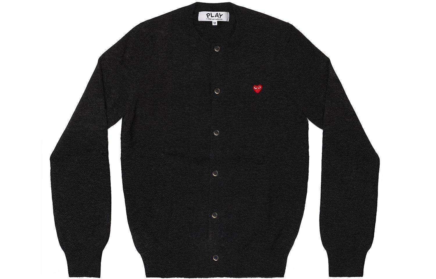 (Women) Comme Des Garçons CDG Play  Cardigan Wool Sweater with Red Heart Logo - Charcoal Grey. AZ-N079-051-2 圖 2