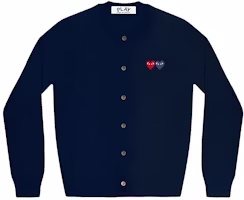 (Women) Comme Des Garçons CDG Play Double Heart Cashmere Sweater Navy Blue. AZ-N057-051-2 (Women) Comme Des Garçons CDG Play Double Heart Cashmere Sweater Navy Blue. AZ-N057-051-2