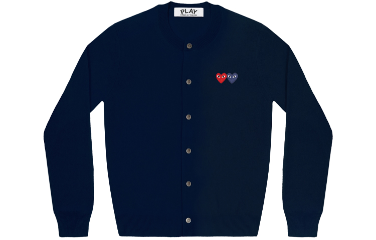 (Women) Comme Des Garçons CDG Play  Double Heart Cashmere Sweater Navy Blue. AZ-N057-051-2 圖 2