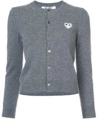 (W) Comme Des Garçons CDG Play 灰色心型白色設計開襟毛衣. AZ-N061-051-3 Buy (W) Comme Des Garçons CDG Play 灰色心型白色設計開襟毛衣. AZ-N061-051-3