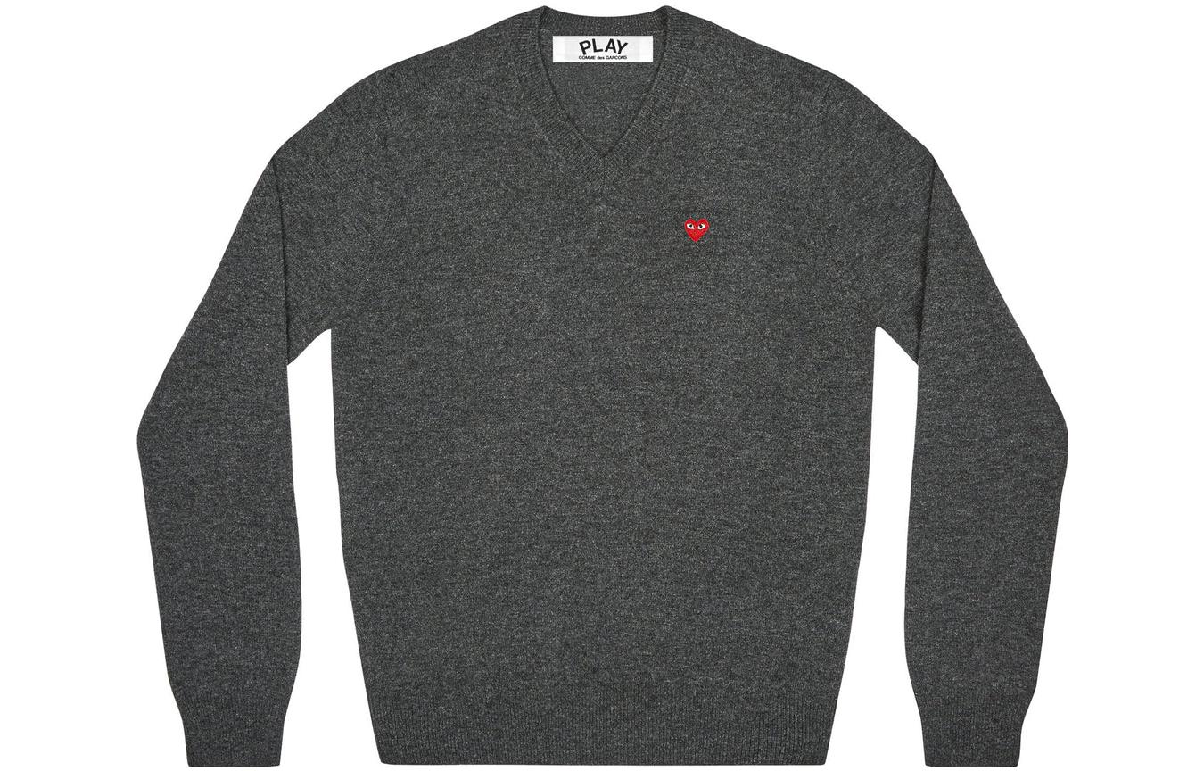 (Women) Comme Des Garçons CDG Play  Grey Crewneck Pullover Long Sleeve Sweater AZ-N077-051-2 圖 2