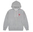 Buy (Women) Comme Des Garçons CDG Play Grey Hoodie Cardigan with Red Heart and Five Hearts on Back. AZ-T249-051-1