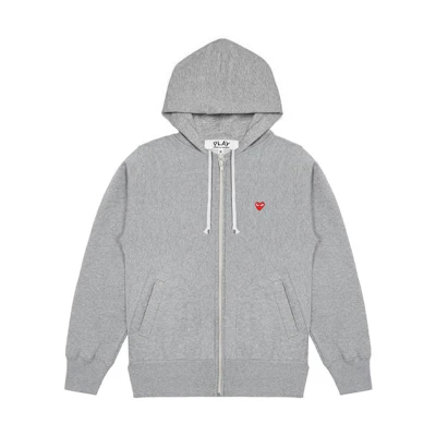(Women) Comme Des Garçons CDG Play Grey Zip-Up Hoodie with Small Heart Logo AZ-T311-051-1