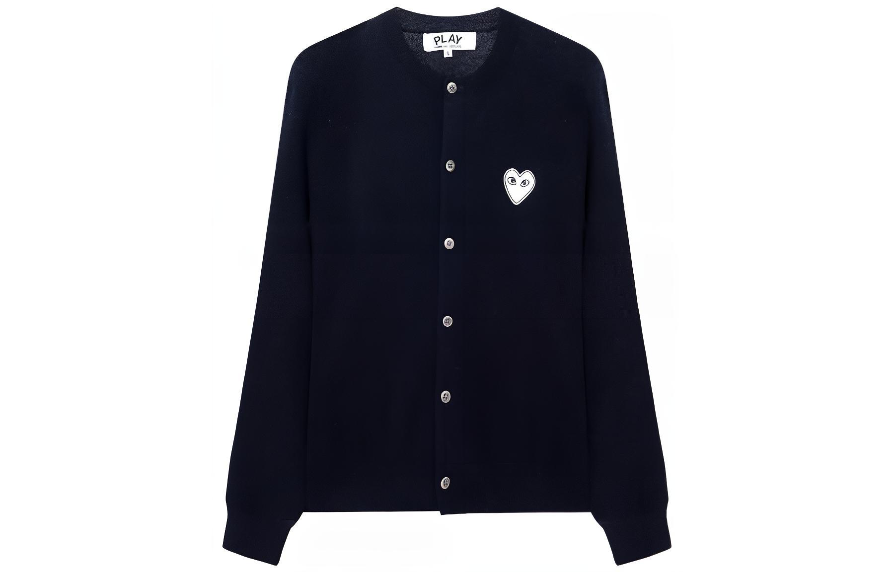 (Women) Comme Des Garçons CDG Play  Navy Cardigan with White Heart Logo. AZ-N061-051-2
