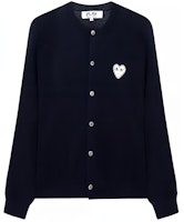 (Women) Comme Des Garçons CDG Play Navy Cardigan with White Heart Logo. AZ-N061-051-2 (Women) Comme Des Garçons CDG Play Navy Cardigan with White Heart Logo. AZ-N061-051-2