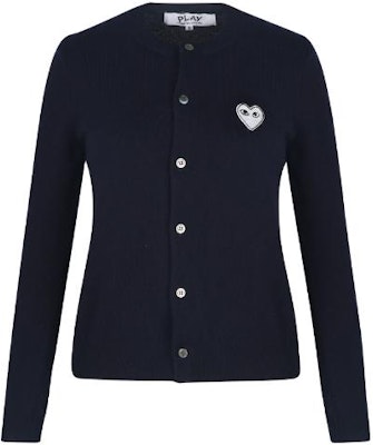 (W) Comme Des Garçons CDG Play Kardigan Navy dengan Logo Hati Putih. AZ-N061-051-2 Lookbook (W) Comme Des Garçons CDG Play Kardigan Navy dengan Logo Hati Putih. AZ-N061-051-2