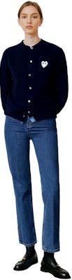 (W) Comme Des Garçons CDG Play Kardigan Navy dengan Logo Hati Putih. AZ-N061-051-2 Purchase (W) Comme Des Garçons CDG Play Kardigan Navy dengan Logo Hati Putih. AZ-N061-051-2