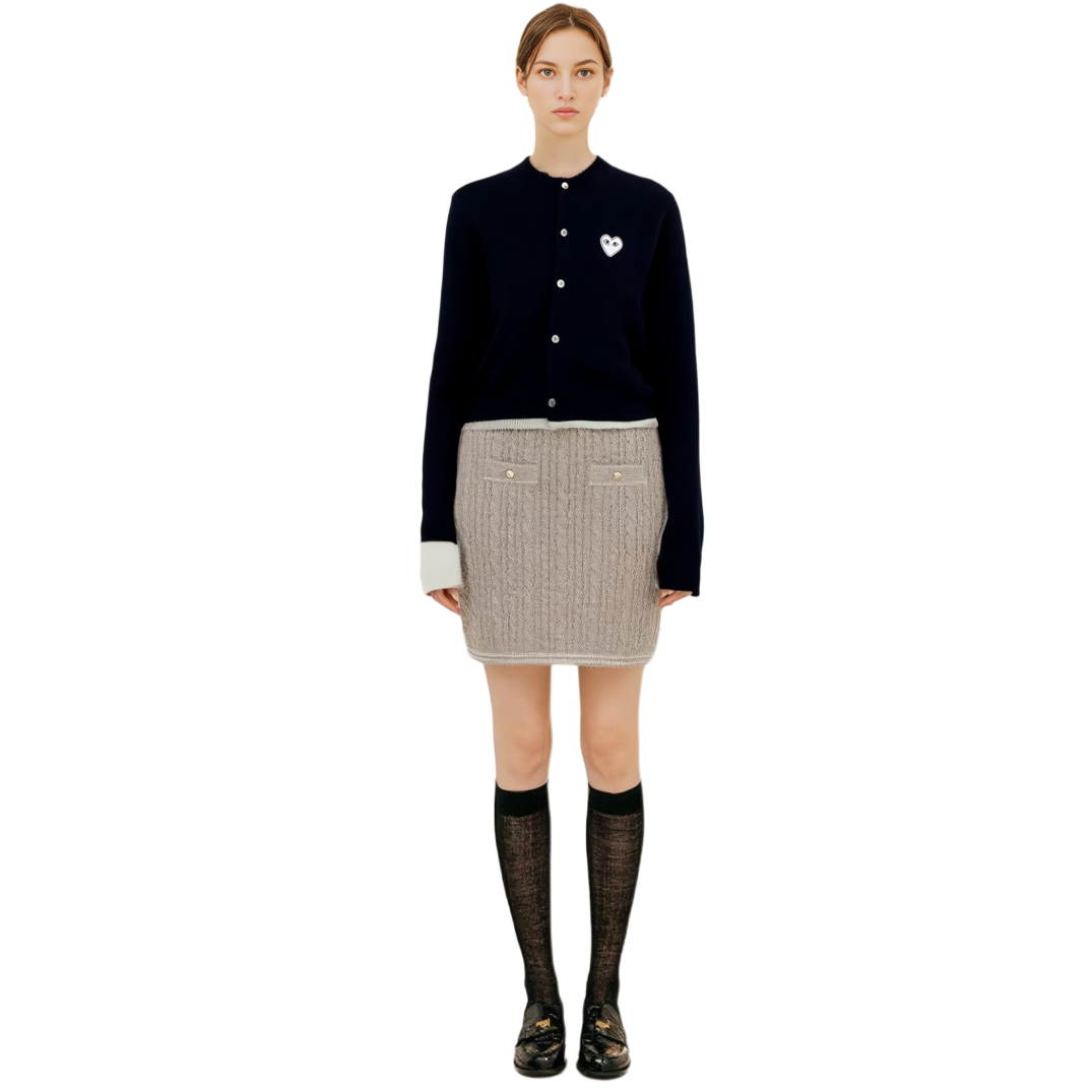 Cheap (W) Comme Des Garçons CDG Play Kardigan Navy dengan Logo Hati Putih. AZ-N061-051-2