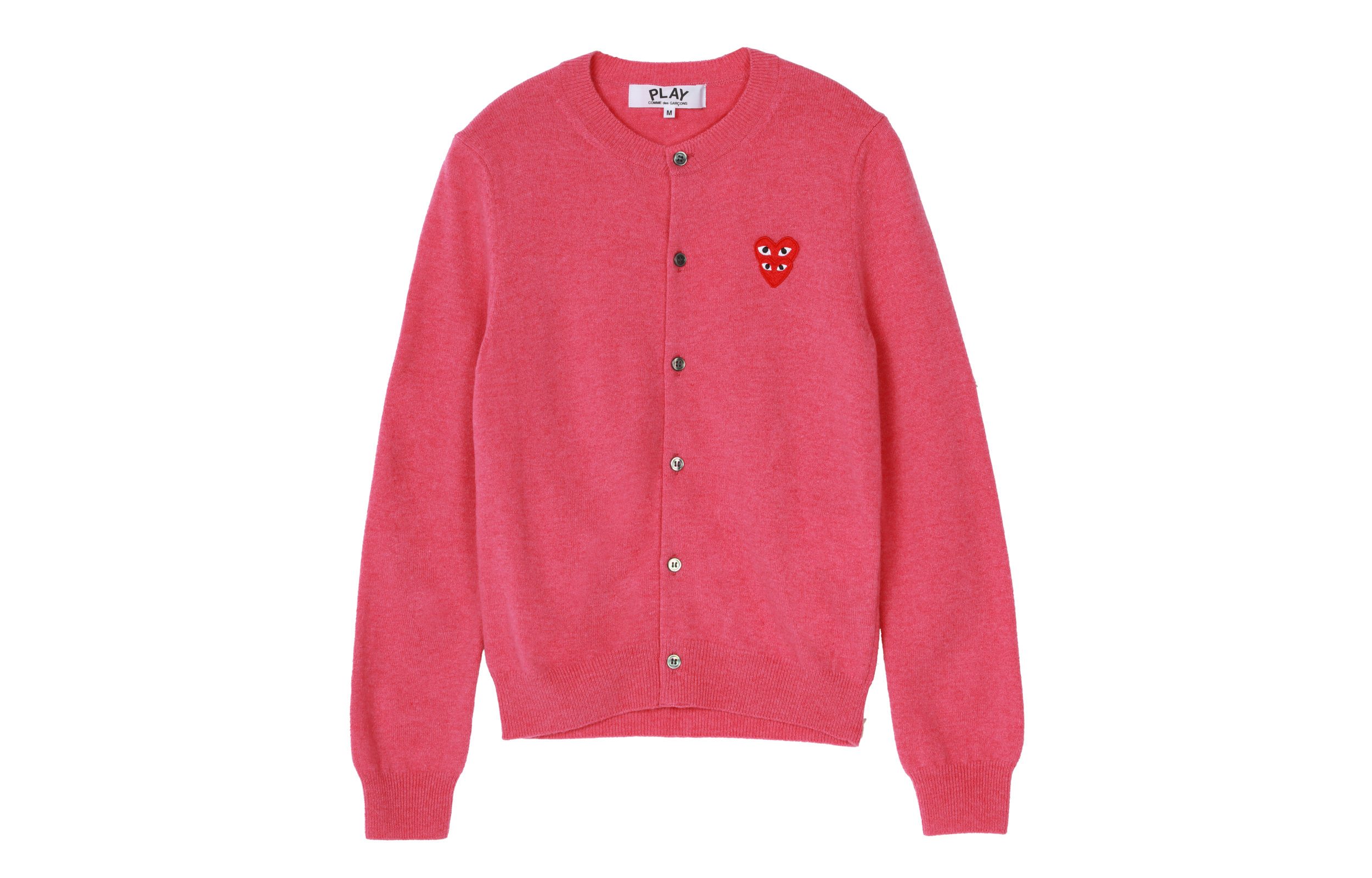 (Women) Comme Des Garçons CDG Play  Pink Cardigan with Heart Logo Embroidery. AZ-N075-051-4