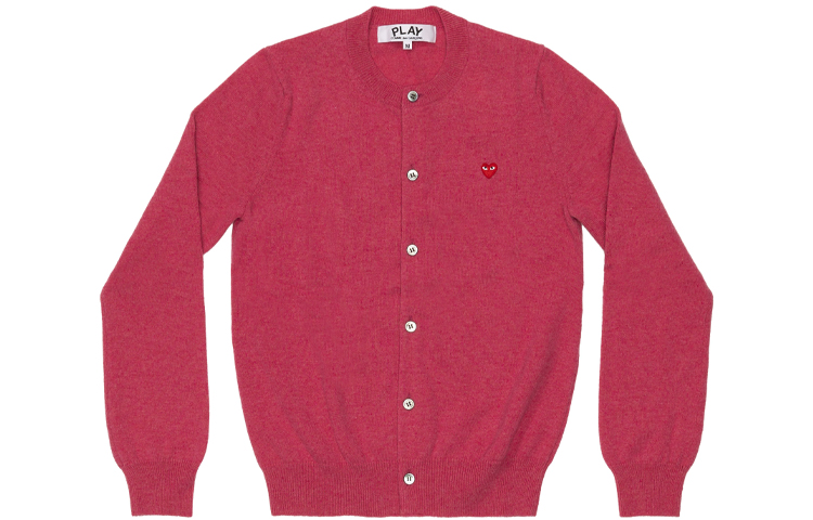 (Women) Comme Des Garçons CDG Play  Pink Heart Logo Knit Cardigan Sweater. AZ-N079-051-4