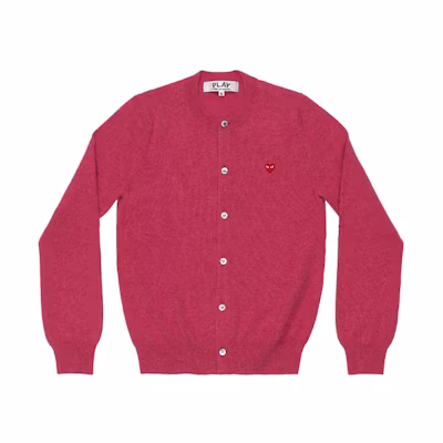 (Women) Comme Des Garçons CDG Play Pink Heart Logo Knit Cardigan Sweater. AZ-N079-051-4