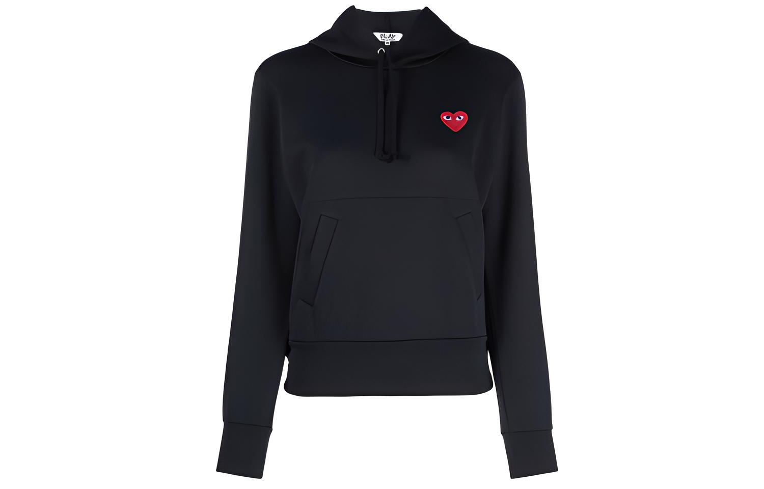(Women) Comme Des Garçons CDG Play  Pullover Hoodie with Heart Embroidery Black. P1T173-1 ,AZ-T173
