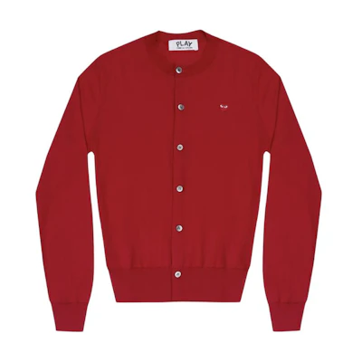 (Women) Comme Des Garçons CDG Play Red Heart Embroidered Long Sleeve Knit Sweater. AZ-N053-051-3