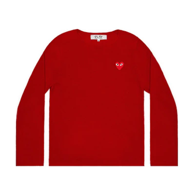(Women) Comme Des Garçons CDG Play Red Heart Slim Fit Cashmere Sweater Red. AZ-N067-051-4