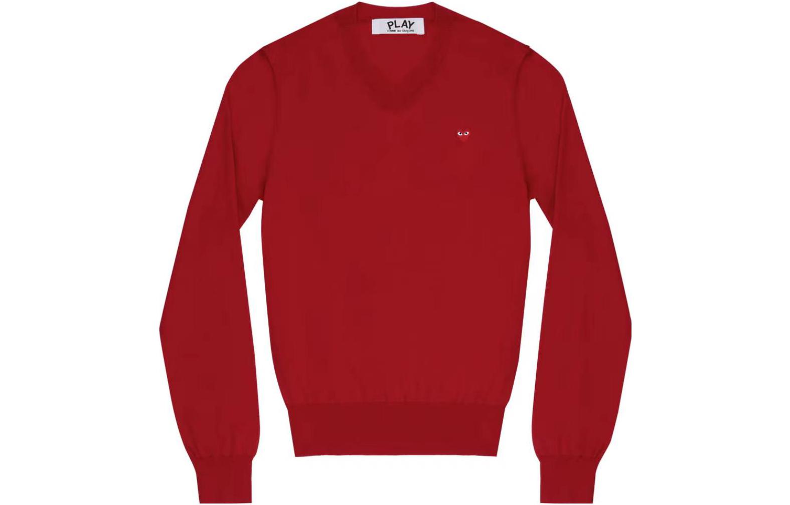 (Women) Comme Des Garçons CDG Play  Red Heart V-Neck Knit Cardigan. AZ-N051-051-3