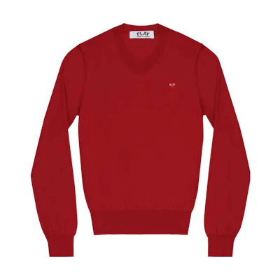 (Women) Comme Des Garçons CDG Play Red Heart V-Neck Knit Cardigan. AZ-N051-051-3