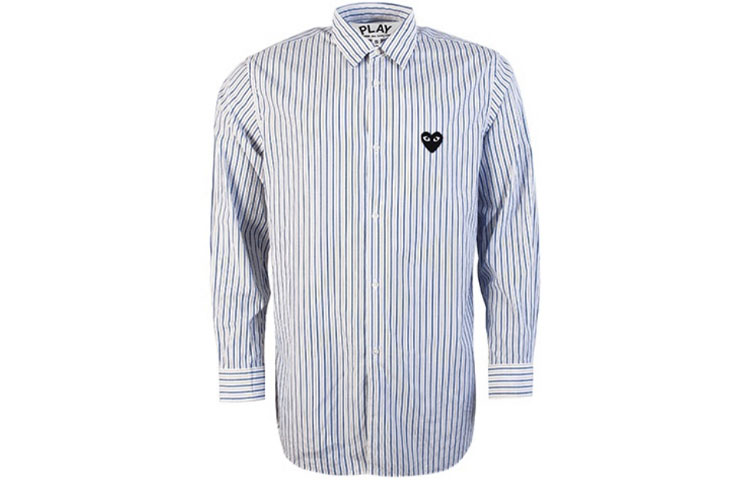 (Women) Comme Des Garçons CDG Play  Striped Long Sleeve Shirt Blue AZ-B005-051-1