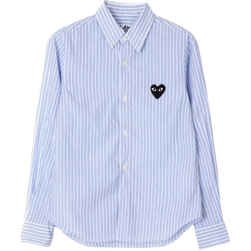 (Women) Comme Des Garçons CDG Play  Striped Single-Breasted Long Sleeve Shirt Light Blue. AZ-B019-051-1 圖 2