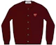 Order (W) 川久保玲CDG Play V领刺绣针织开衫酒红色. AZ-N007-051-4
