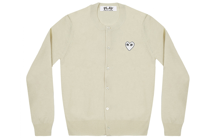 (Women) Comme Des Garçons CDG Play  White Heart Knit Sweater - White. AZ-N065-051-3