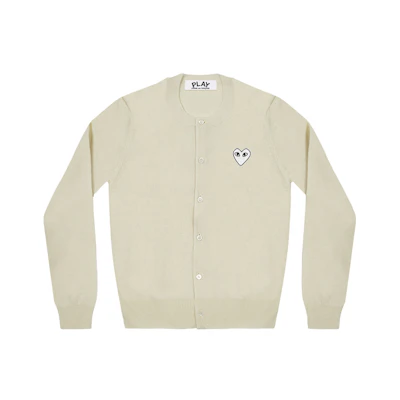 (Women) Comme Des Garçons CDG Play White Heart Knit Sweater - White. AZ-N065-051-3