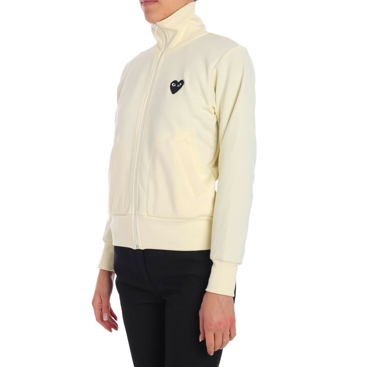 Details for (Women) Comme Des Garçons CDG Play Black Heart  White Zip-Up Track Jacket. AZ-T255-051-3