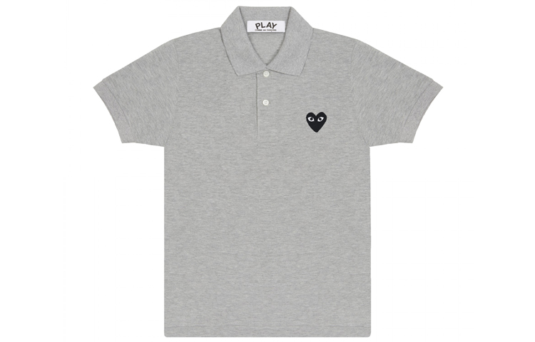 Order (Women) Comme Des Garçons CDG Play Black Heart Logo Grey Polo Shirt Women AZ-T077-051-1