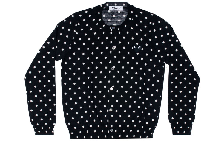 (Women) Comme Des Garçons CDG Play Black Heart Polka Dot Wool Knit Sweater  Black AZ-N037-051-1