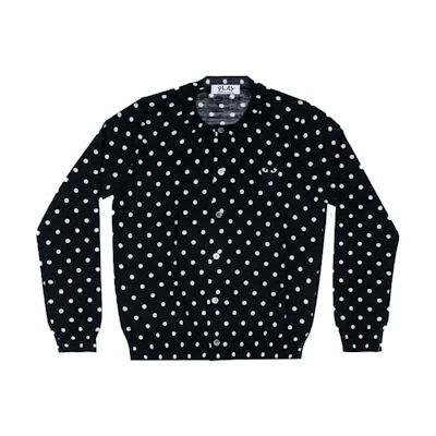 (Women) Comme Des Garçons CDG Play Black Heart Polka Dot Wool Knit Sweater Black AZ-N037-051-1