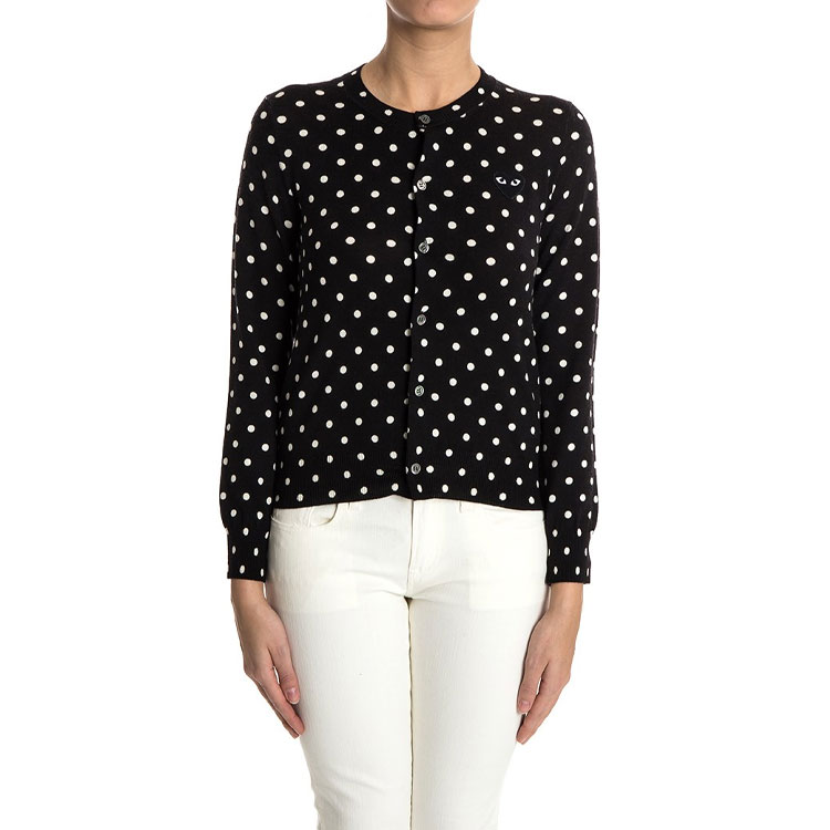 (Women) Comme Des Garçons CDG Play Black Heart Polka Dot Wool Knit Sweater  Black AZ-N037-051-1 圖 3