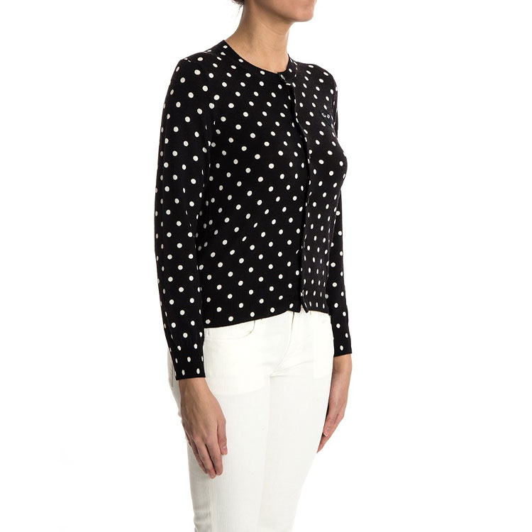 (Women) Comme Des Garçons CDG Play Black Heart Polka Dot Wool Knit Sweater  Black AZ-N037-051-1 圖 5