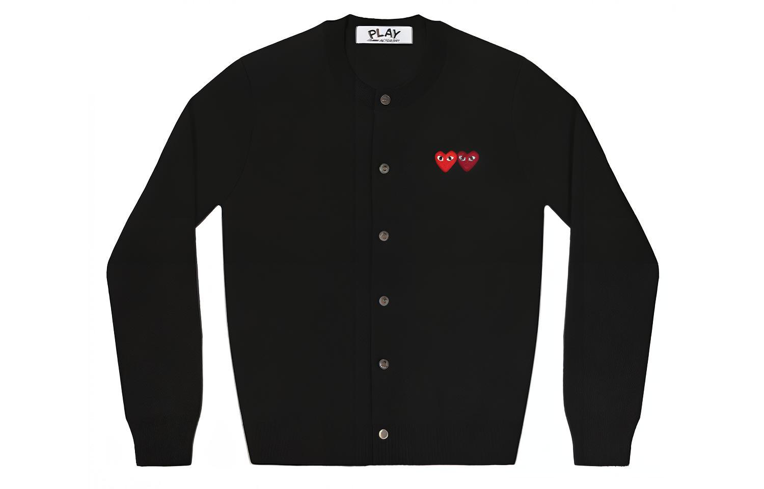 (Women) Comme Des Garçons CDG Play Double Heart  Cashmere Cardigan Black. AZ-N057-051-1