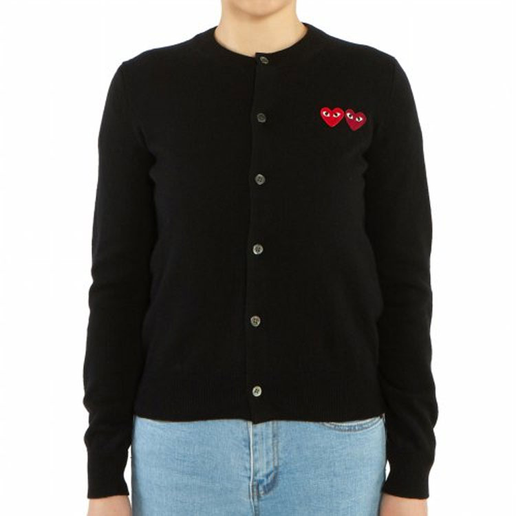 (Women) Comme Des Garçons CDG Play Double Heart  Cashmere Cardigan Black. AZ-N057-051-1 圖 3
