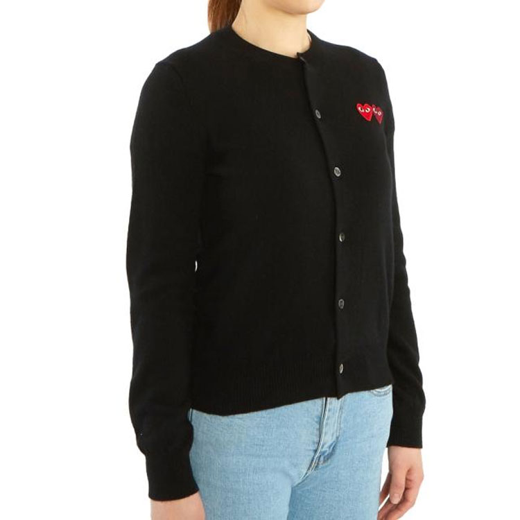(Women) Comme Des Garçons CDG Play Double Heart  Cashmere Cardigan Black. AZ-N057-051-1 圖 4