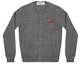 Buy (W) コム・デ・ギャルソン CDG プレイ ダブルハート グレー ニットカーディガン 長袖セーター AZ-N057-051-3