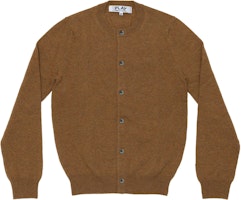 (Women) Comme Des Garçons CDG Play FW23 Brown Knit Cardigan Long Sleeve Round Neck Sweater. AZ-N091-051-3 (Women) Comme Des Garçons CDG Play FW23 Brown Knit Cardigan Long Sleeve Round Neck Sweater. AZ-N091-051-3