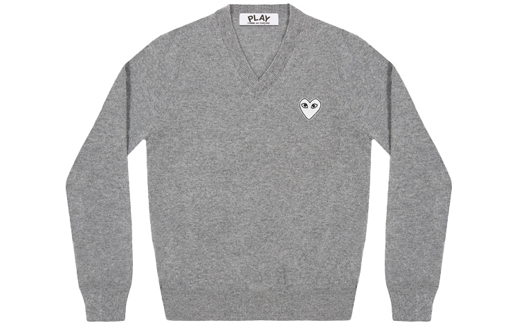 (Women) Comme Des Garçons CDG Play Grey Heart Patch V-Neck Pullover Knit Sweater  Grey. AZ-N063-051-1 圖 2