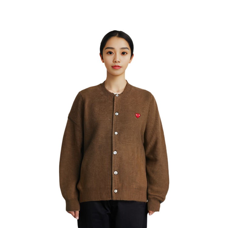 Lookbook (W) Comme Des Garçons CDG Play Heart Cardigan Coklat Lengan Panjang. AZ-N079-051-3