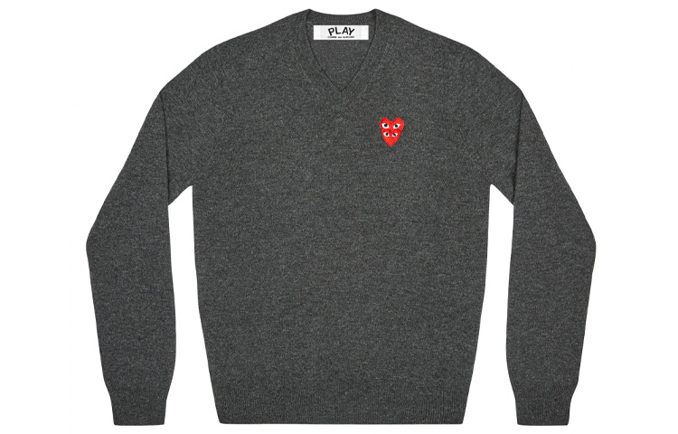 (Women) Comme Des Garçons CDG Play Heart Patch Wool Pullover Sweater Grey (). AZ-N073-051-2 圖 2