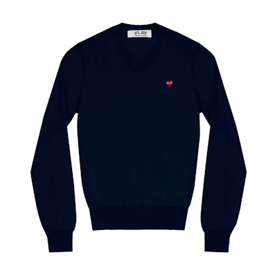 (Women) Comme Des Garçons CDG Play Heart Print V-Neck Sweater Blue. AZ-N051-051-2